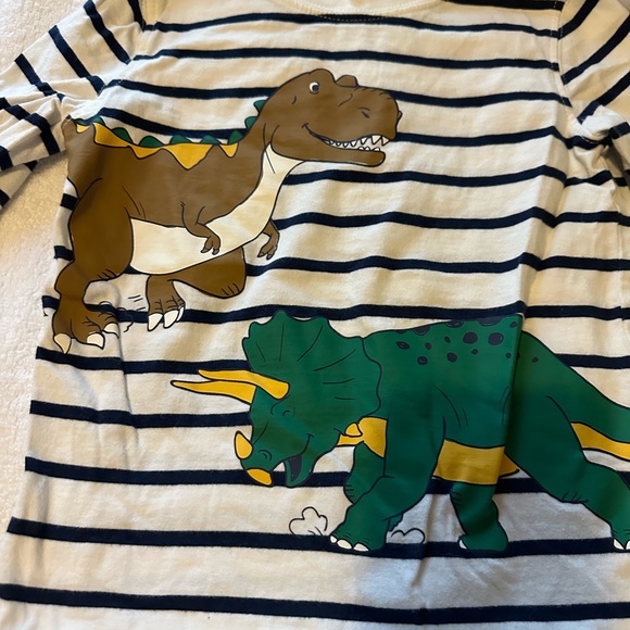 Carter's boys dinosaur shirt 3T blue striped 100% cotton - Picture 2 of 4